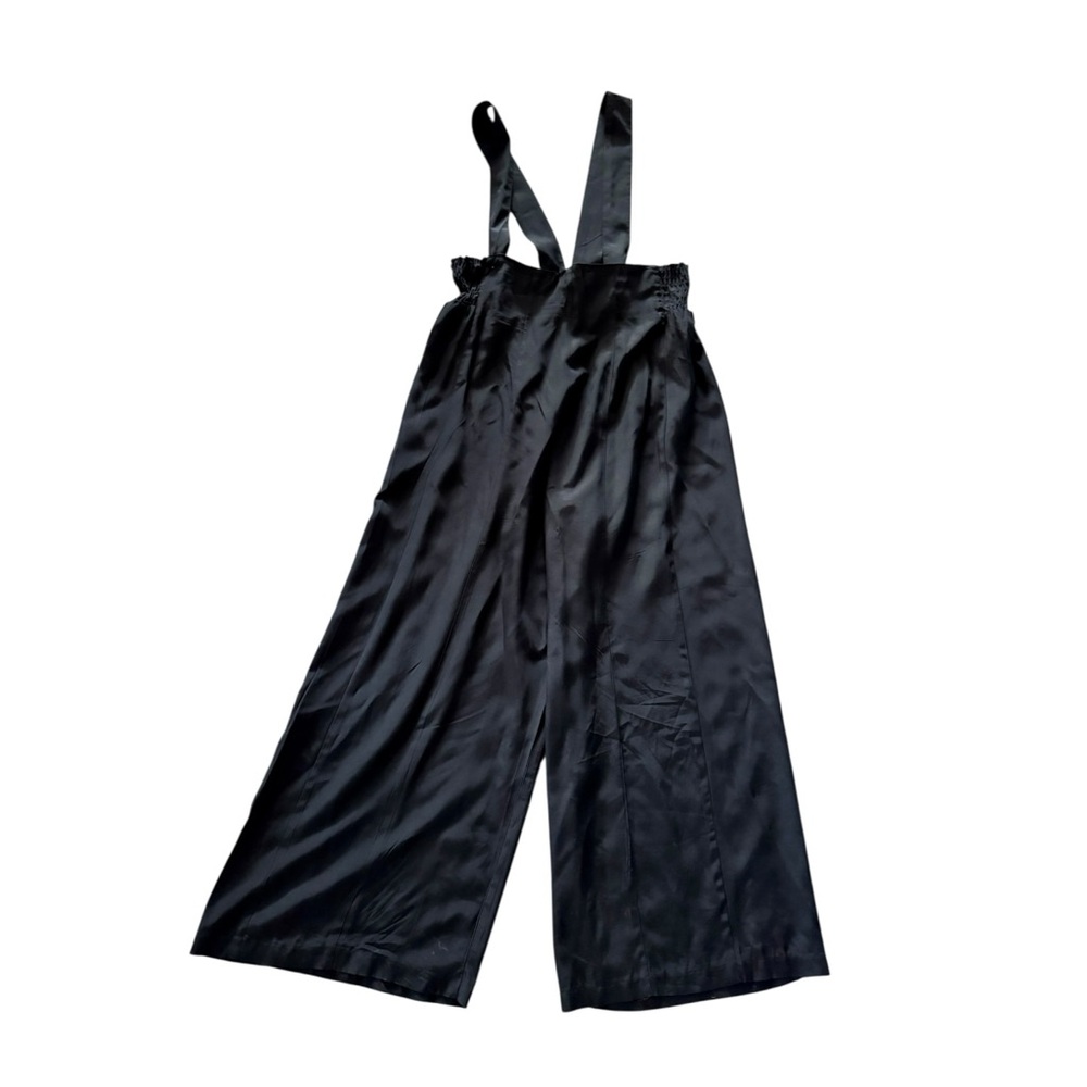 Vtg 90s Atina Black Suspender Wide Leg Jumpsuit Sz 10 High Waist Karon Crosby - Picture 7 of 7